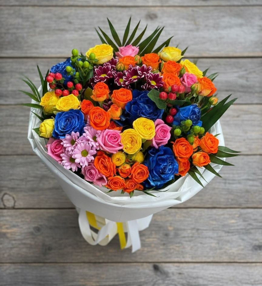 Букет цветов из: Розы и Хризантемы в Андрее-Кургане