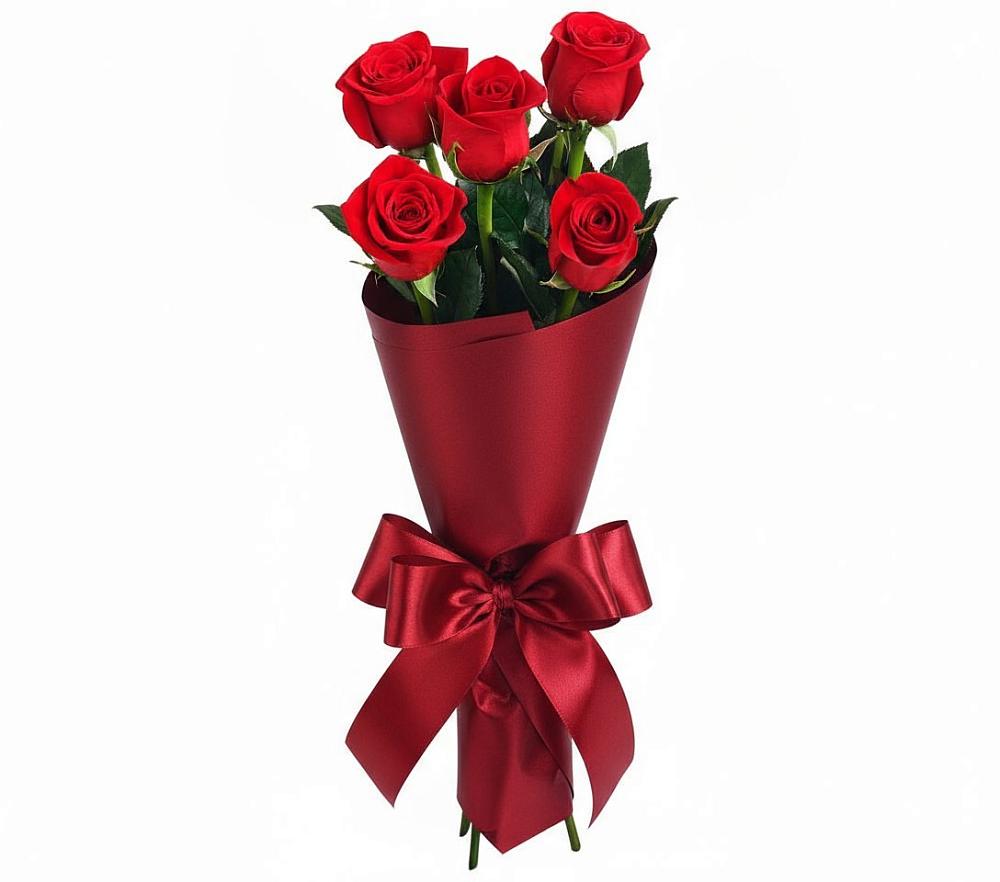 Букет 5 Красных роз Эдлесс Лав в Андрее-Кургане