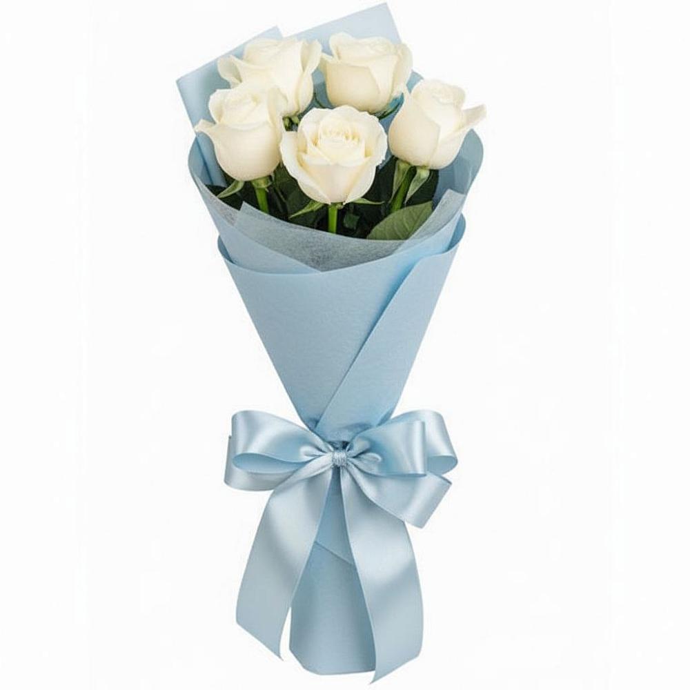 Букет 5 Белых роз Проуд в Андрее-Кургане
