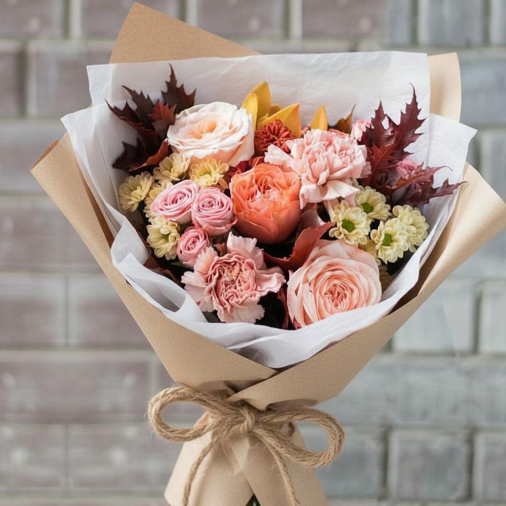 Букет цветов из: Гвоздики, Хризантемы и Розы в Андрее-Кургане