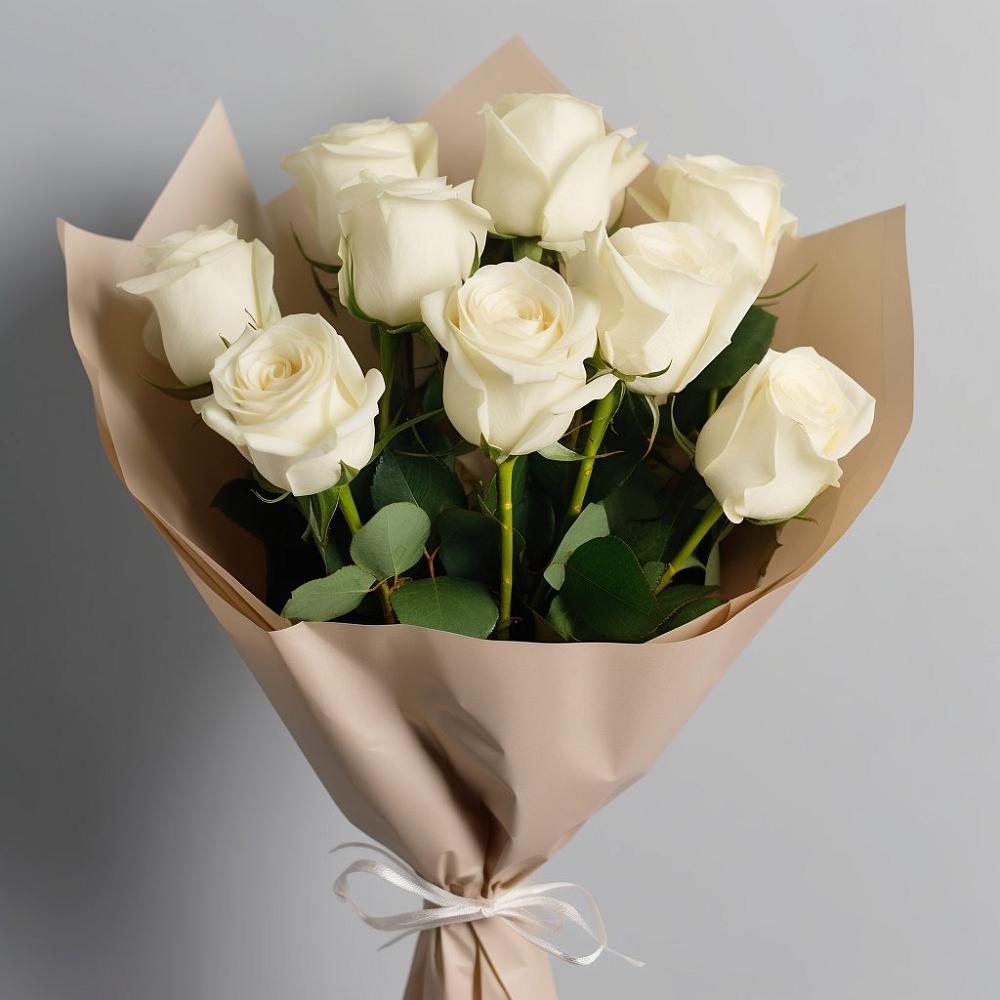 Букет 9 Белых роз Эдлесс Лав в Андрее-Кургане