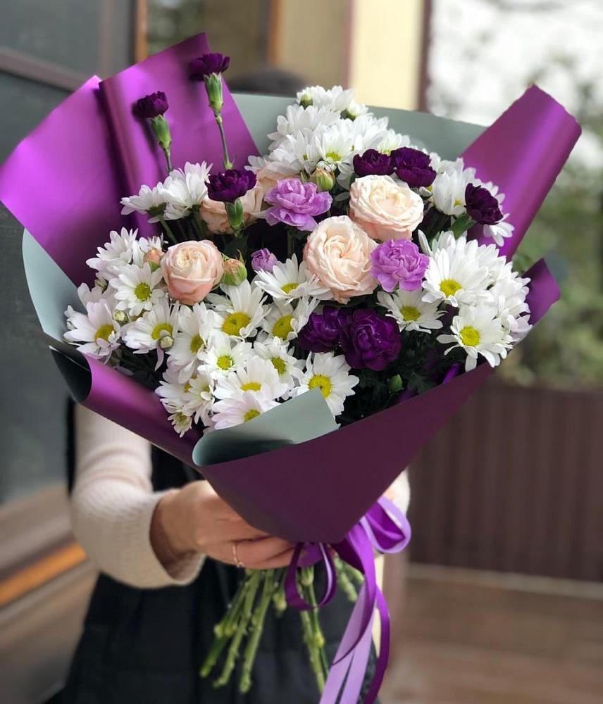 Букет цветов из: Хризантемы, Гвоздики и Розы в Андрее-Кургане