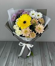 Букет цветов из:  Розы, Герберы и Хризантемы в Андрее-Кургане