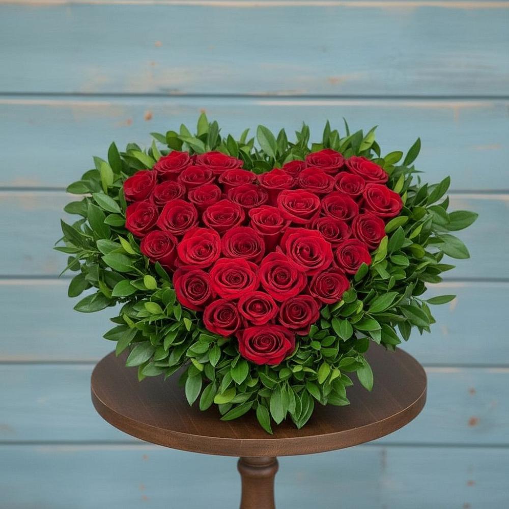 Цветочная композиция из Розы в виде сердца в Андрее-Кургане