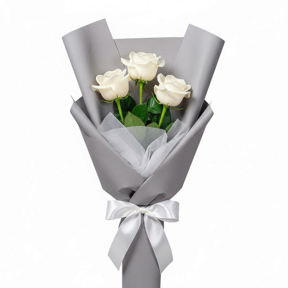 Букет 3 белые розы в Андрее-Кургане