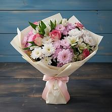 Букет цветов из:  Хризантемы, Альстромерии и Розы в Андрее-Кургане