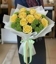 Букет цветов из:  Хризантемы и Розы в Андрее-Кургане