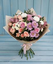 Букет цветов из:  Хризантемы, Розы и Альстромерии в Андрее-Кургане