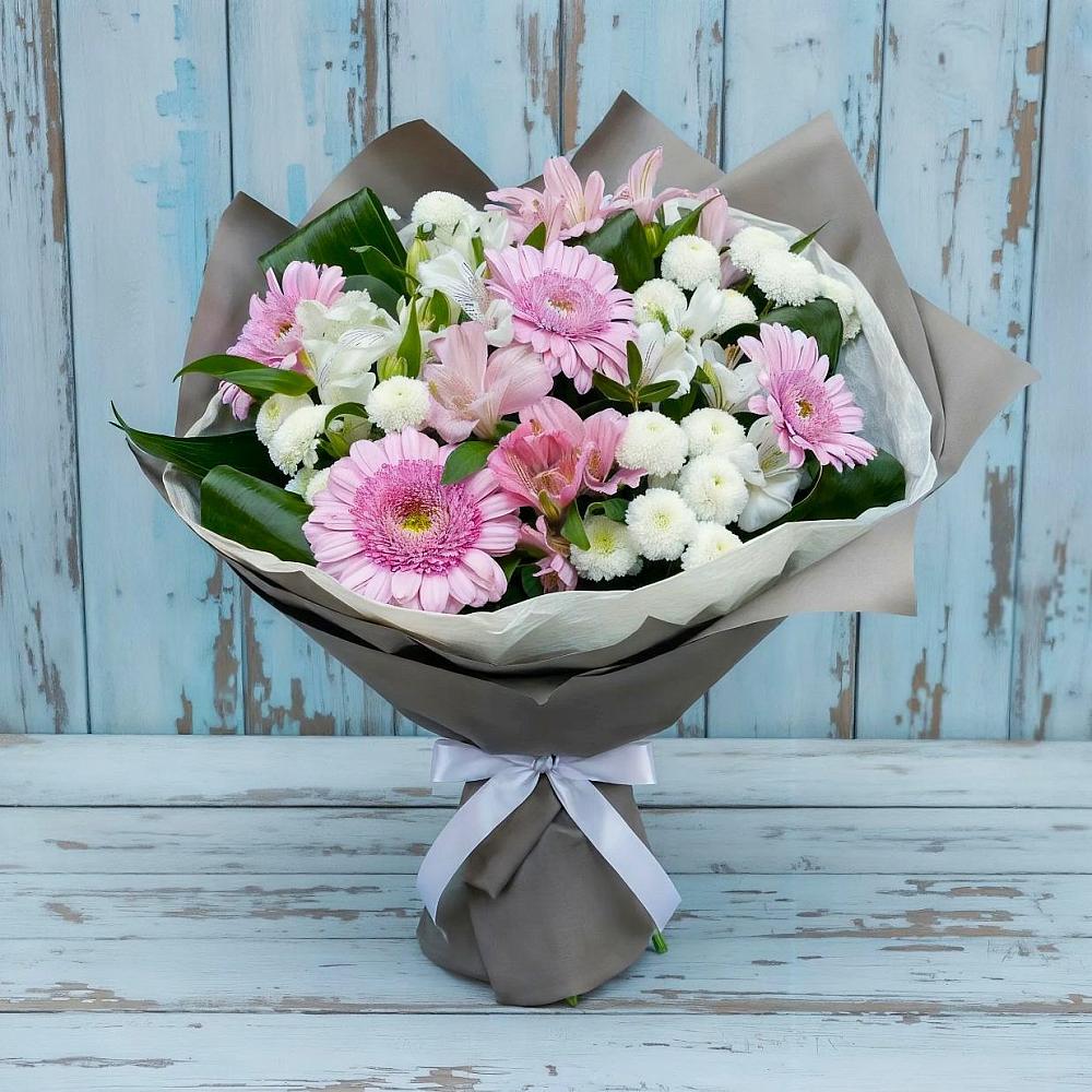 Букет цветов из: Герберы, Альстромерии и Хризантемы в Андрее-Кургане